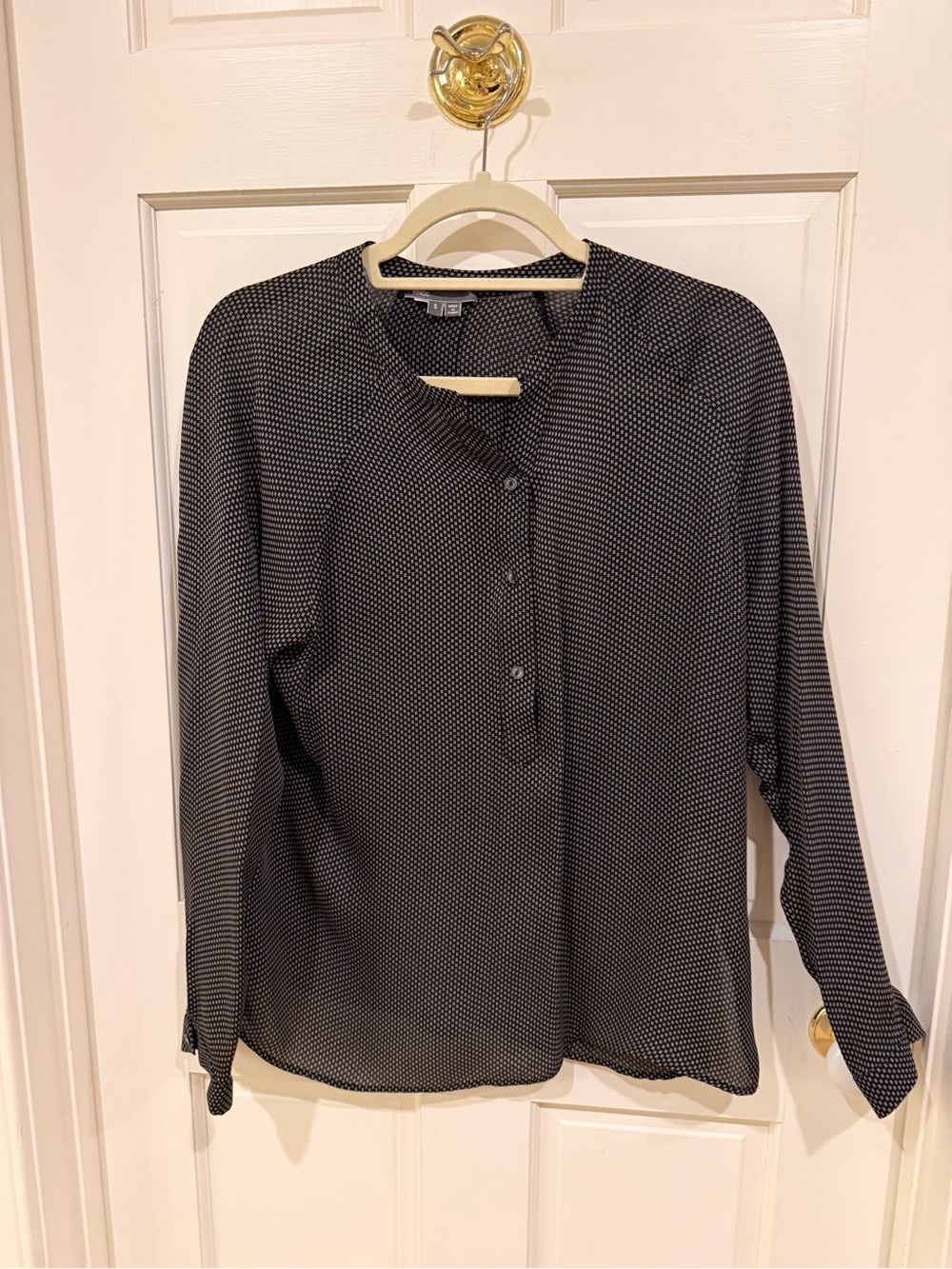 Vince Black and White Micro Dot Blouse